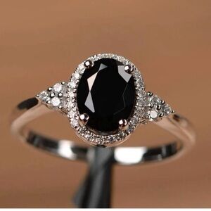 Silver with Black Stone Fashion Ring